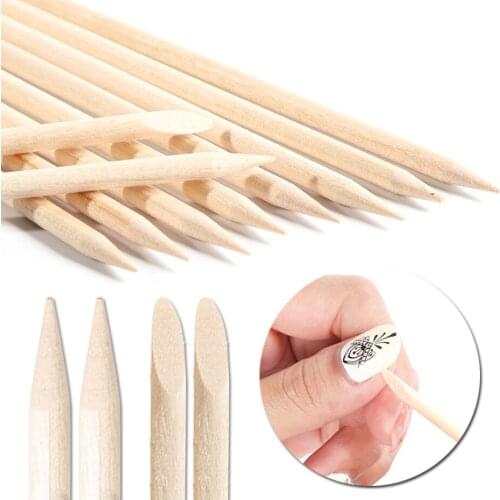 1 Set Wooden Cuticle Pusher Orange Wood Sticks Dual-ended UV Gel Polish Remover For Nail Art Manicure Pedicure Care Tool LA709-1