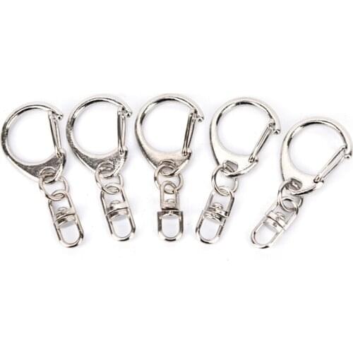 DIY Bag Jewelry 10pcs/lot Classic Key Chain Ring Silver Metal Swivel Lobster Clasp Clips Key Hooks Keychain Split Ring