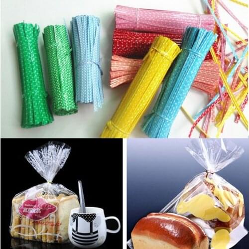 100pcs Fashion Metallic Dot Twist Ties Wire Bag Fasteners Sealing Canday Cake Pops DIY Gift Packing Tie