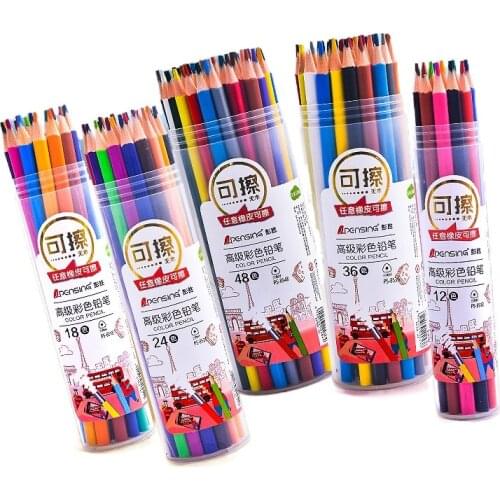 12/18/24/36/48 Color Erasable Colored Pencils Color Lead Childrens Primary School Students Graffiti Painting Pen Stationery