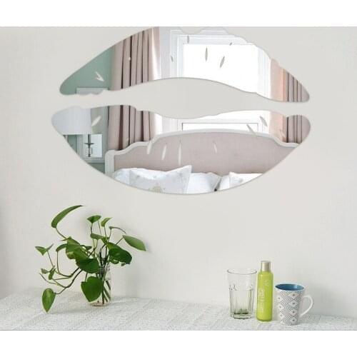 3D Lips Kiss shape Acrylic wall Mirrors Decorative Sticker 3D Wall Stickers Wall Decal DIY Home Decoration Shower Room Bathroom