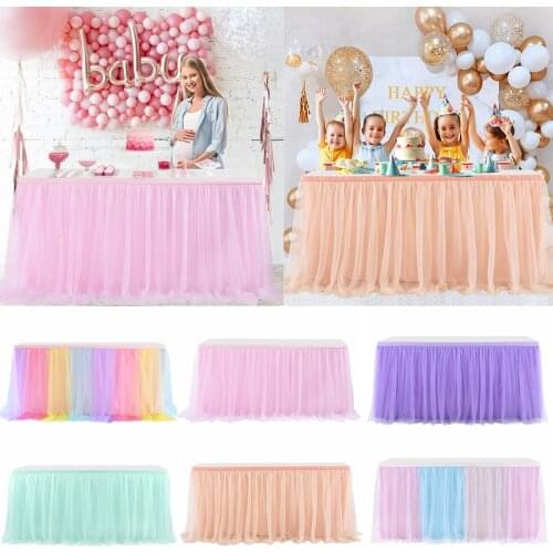 427x77cm Table Skirts Birthday Tulle Table Skirting Wedding Banquet Party Tutu Tulle Table Skirt Baby Shower Party Decorations