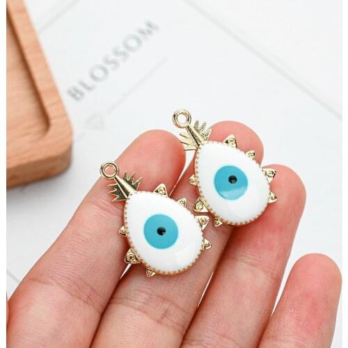 5/10pcs Dropwater Evil Eye Enamel Charms Handmade Necklace Drop Oil Pendant Charm For Jewelry Making Earring Keychain Diy Craft
