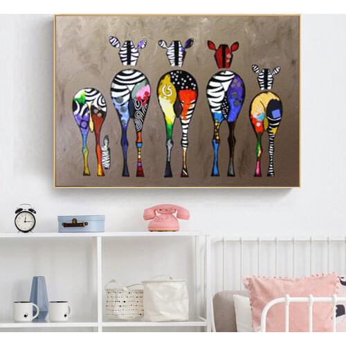 Abstract Zebra Canvas Art Paintings On The Wall Colorful Animals Art Prints African Animals Art Pictures For Living Room Wall