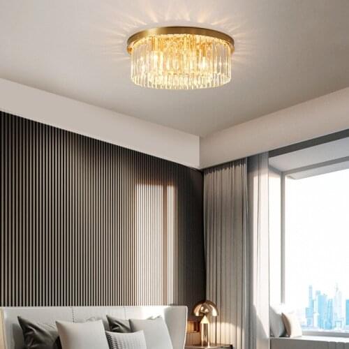 American All Copper Ceiling Lamp In Bedroom Led Modern Simple Round Lamp Nordic Luxury Restaurant Study Light Fixture