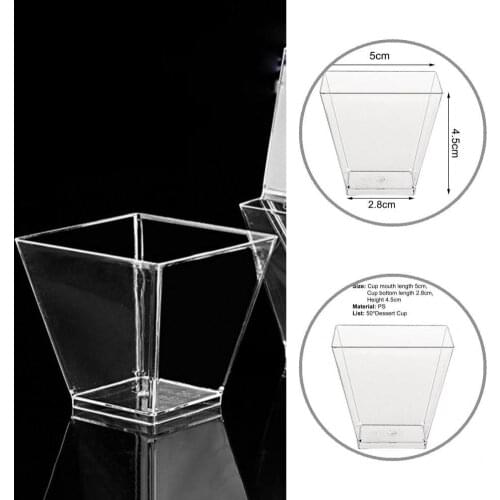 Safe 50Pcs Useful Mini Square Cake Mousse Cups Container Tableware Mini Dessert Containers Thickened for Household