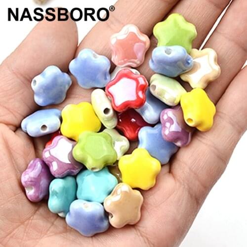 15mm Colorful Pentagram China Ceramic Beads 2mm Hole Bandmade Procelain Bead For Bracelet Necklace Jewelry Making