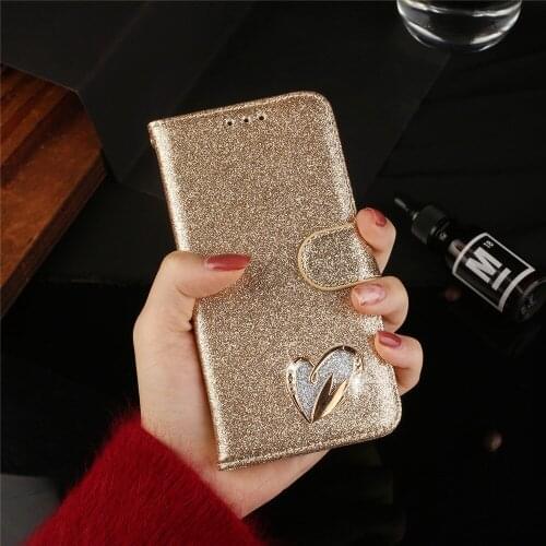 Case For Samsug Galaxy A52 A21S A7 A6 A8 J6 Plus 2018 J3 J5 J7 A3 A5 2017 A50 A30S A51 A12 A72 Glitter Bling Leather Flip Case