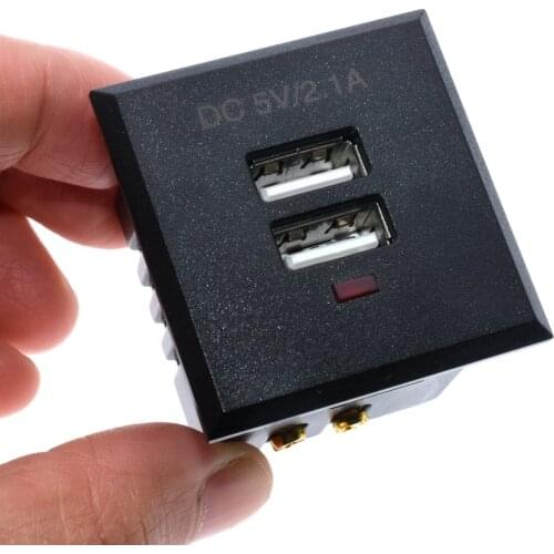 Black 5V 2.1A Card-type dual USB power socket embedded USB desktop socket DC charging power socket module