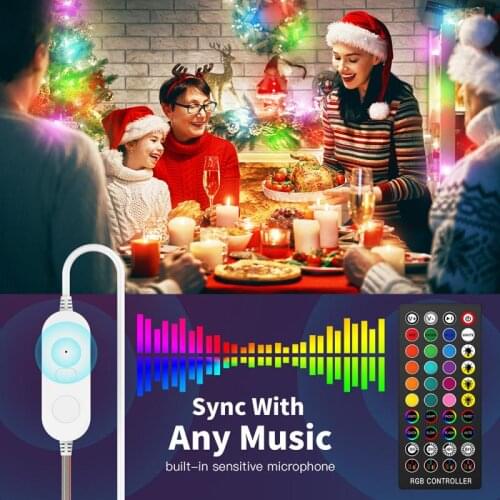 RGB Colorful Light String Infrared Remote Control Music Rhythm Waterproof Light String / With 40 Key Remote Control / 10 Meters