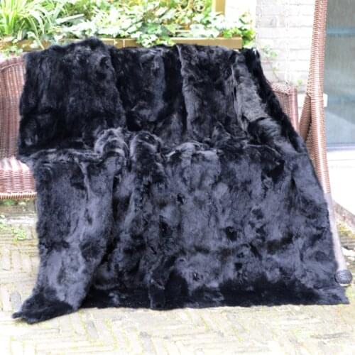 CX-D-11D 80X170cm Black Real Rabbit Fur Patchwork Throw ~Drop Shipping