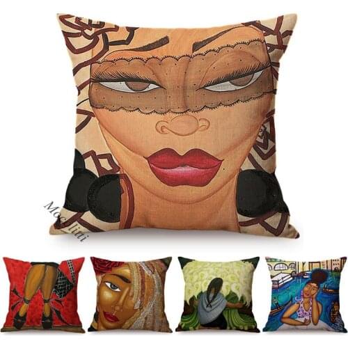 Nordic Abstract Art Decorative Sofa Square Cushions Cover Fashion Woman Funny Self Portrait Print Cotton Linen Throw Pillow Case
