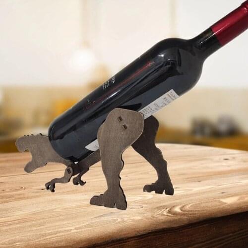 4pcs Wooden T-Rex Wine Rack and Personalized Home Creative Wooden Rack Decoration Assembling Dinosaur Barware Bar Ornaments#2021