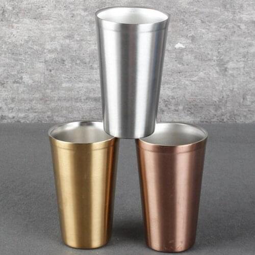 480ML 304 Stainless Steel Double-Layer Anti-Fall Drink Cup Beer Glass Water Mug пиала для чая стекло Kitchen Accessories