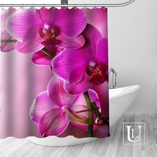 Hot New Eco-friendly orchids flowers Shower Curtain Custom Bathroom Curtain modern Polyester Fabric Thick Waterproof Mildew
