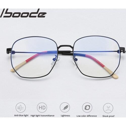 Iboode Polygon Metal Anti Blue Light Blocking Glasses Frame Men &Women Computer Games Goggles Eyeglasses Optical Spectacle Frame