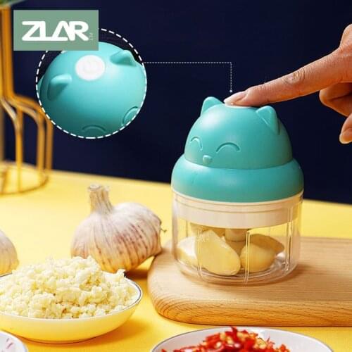 ZLAR Food Chopper 100ML/250ML Cat Electric Garlic Press Masher USB Charging Vegetable Fruit Cutter Crusher Kitchen Accessories