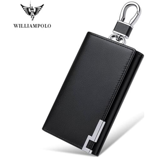 Williampolo Cowhide Leather Key case leather mens multifunctional key chain coin purse large capacity universal car key storage
