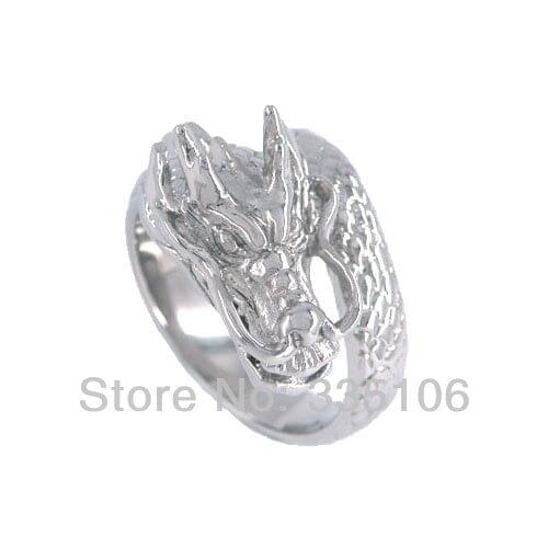 Classic Dragon Ring Stainless Steel Jewelry Fashion Cool Animal Dragon Motor Biker Mens Boys Ring SWR0078A