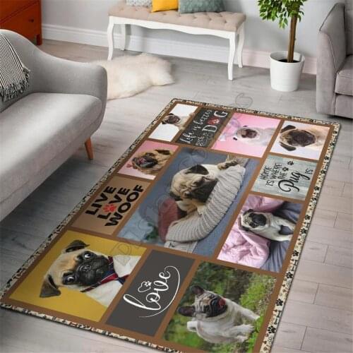 Pug rug area funny dog collection carpet Floor Mat Rug Non-slip Mat Dining Room Living Room Soft Bedroom Carpet 02