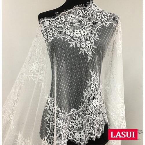 LASUI 0403 wide 55 cm *3 meter for wedding veil skirt dress European wave flowers France eyelashes lace trim