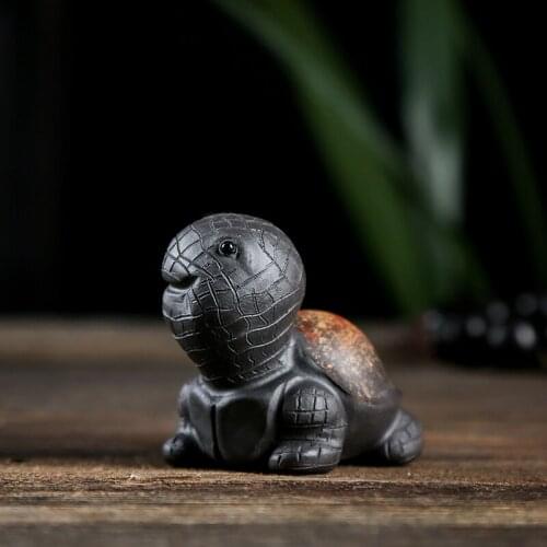 Purple sand Little turtle Home decoration accessories Mini cute ceramic turtle tea pet ornaments Send a friend gift sculpture