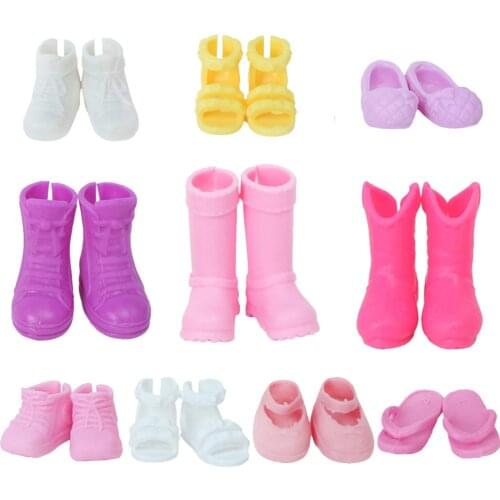 Mini 5 Pairs/Lot Cute Shoes Mixed Styles Colorful Sandals Boots Casual Dress Up for Barbie Sister Kelly Doll Clothes Accessories