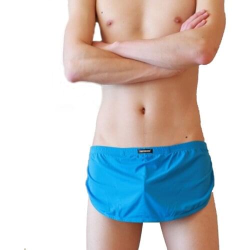 Loose Mens Boxer Shorts Pajamas Side Split Underwear Shorts Panties Underpants Trunk Sexy Cueca Homme Sleepwear mens clothing