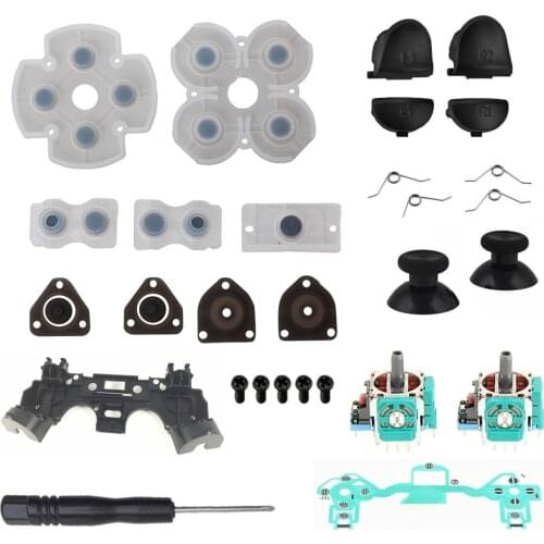 PS4 Controller Repair Kit R1L1R2L2 Trigger Buttons 3D analog Joysticks Thumb Sticks Cap Conductive Rubber Film For Playstation 4