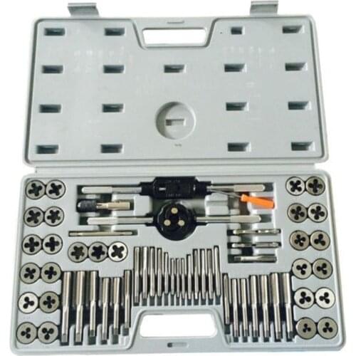 60pcs Tap and Die Set Metric and Imperial Thread Tap Die Wrench Kit Hand Tapping Tools Screw Tap Drill Set