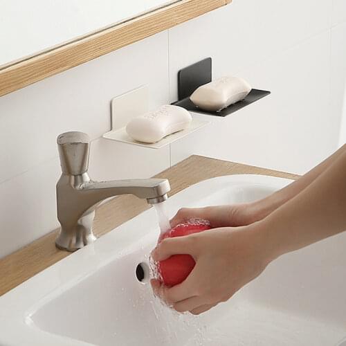 Wall Mounted Soap Dish Holder No Drilling Soap Sponge Holders for Kitchen Bathroom Metal Housekeeping Soap Container Organizers