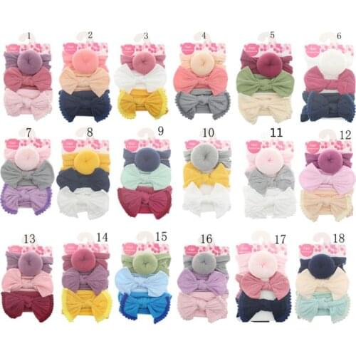 3pcs/Set New Solid Nylon Headband Bow Headbands For Cute Kids Girls Hair Girls Turban Hairband Children Soft Cotton Headband