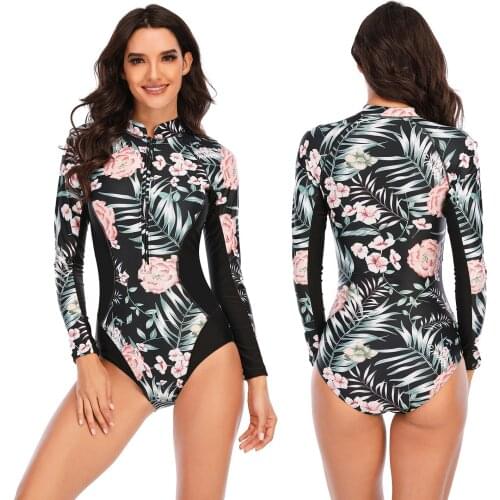 One Body Long Sleeve Surf Suit Sunscreen Female Swimsuit Spa Diving Suit Sex Swimsuit