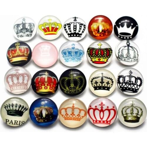 Wholesale 12pcs/lot glass crown snap buttons 18mm leather clasp snap button Bangles snap bracelet jewelry