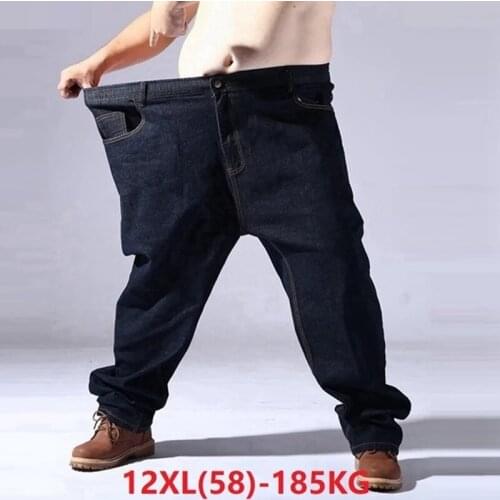 Autumn spring big size jeans men plus size 9XL 10XL 11XL 12XL high waist jeans Trousers denim pants straight Elasticity jeans 74
