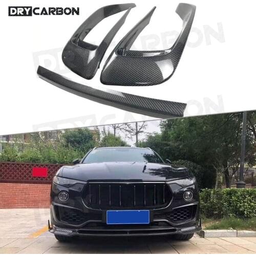 Carbon Fiber Front Bumper Middle Lip Trim Spoiler for Maserati Levante 2016 - 2019 Head FogLamp Air Vent Mesh Frame Cover