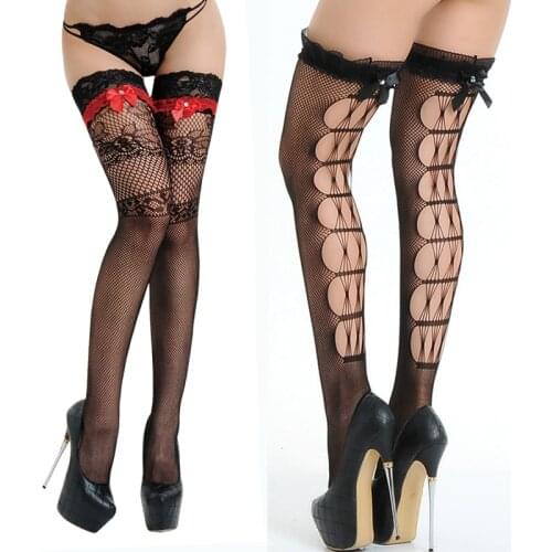 Sexy Women Lace Black Stockings Tights Thigh High Pantyhose Over Knee Long Socks Erotic Fishnet Flower Nightclubs Clothings