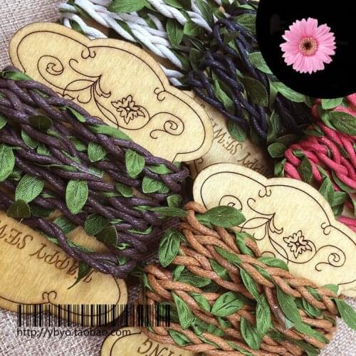 Green Leaves Twist Rope DIY Garland Headband Rattan Material Simulation Rope Width 1cm 10M/lot