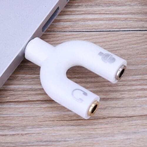 3.5mm Splitter Stereo Plug U-shape Stereo Audio Mic & Headphone Earphone Splitter Adapters For Mobile Phone Tablet PC MP3 Player