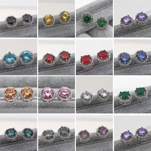 Fashion Jewelry Women Stud Earrings Gothic Punk Rock Earrings15 Colors Bling Shine Zircon Stud Earrings OBS0348