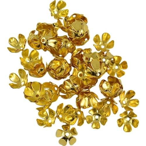 50Pcs 8mm Gold Filled 3D Flower Spacer Bead Cap DIY Jewelry Wholesale Bulk