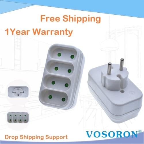 European Type Conversion Plug 1 TO 4 Way EU Standard Power Adapter Socket 16A Travel Plugs