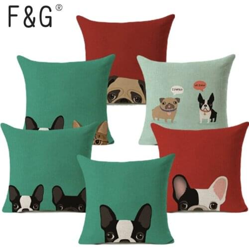 Nordic Colorful Oil Painting dachshund Cushion Cover Cute lovely Dogs Pillow Cover bull terrier Pillow Case Home Decor