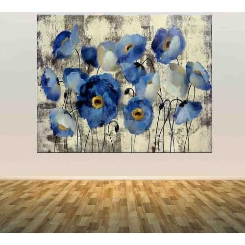 Modern Painting on Canvas Art Cuadros Blue Flower Decoration Posters and Prints Nordic Wall Picture for Living Room No Frame