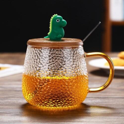 300ml Hammered Cup Glass with Handle Heat-resistant Nordic Glass Water Cup Household Simple Cup with Handle Hammered Royal Cup