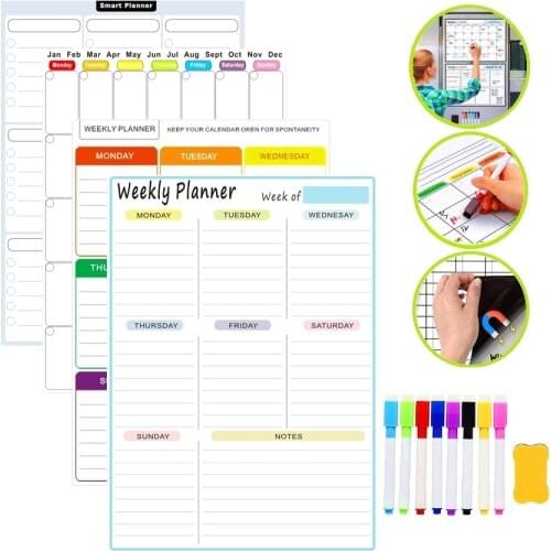 Dry-erase Magnetic Calendar Board for Fridge Monthly Calendar White board for Refrigerator Whiteboard Menu Weekly Planner Board