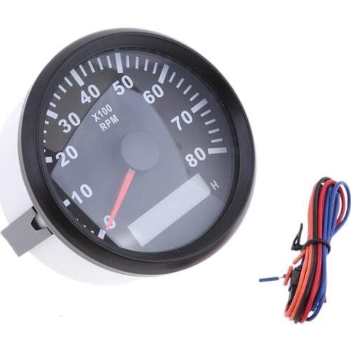 8000 RPM / 6000 RPM Car Marine Tachometer Gauge 1~300 Speed Ratio Red Backlight 85mm RPM Tachometer with Hourmeter fit 9~32V