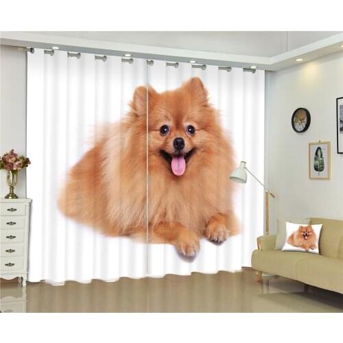 Curtains lovely cat and dog family Luxury Blackout 3D Curtains For Living Room Children Bedroom Drapes cortinas Custom-made size