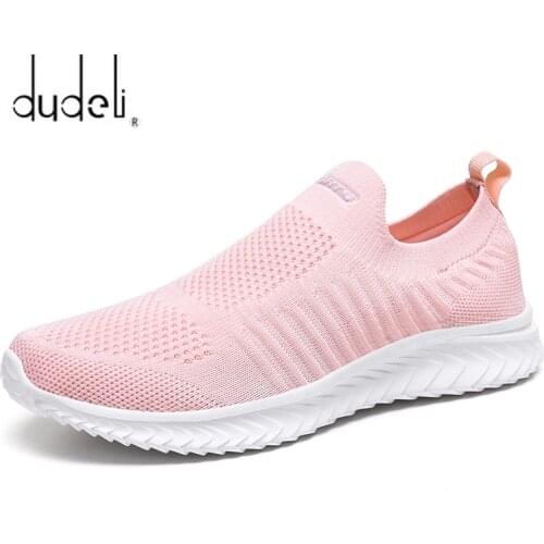 2021 Women Vulcanized Shoes Woman Mesh Soft Breathable Ladies Shoes Slip On platform Knit sneakers women tenis Feminino Zapatos