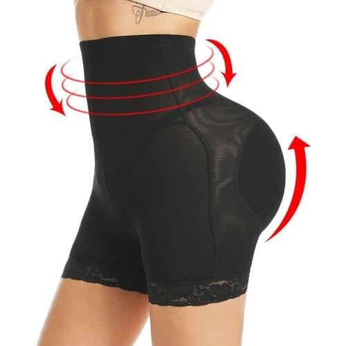 Women High Waist Lace Butt Lifter Body Shaper Tummy Control Panties Boyshort ASS Pad Shorts Hip Enhancer Shapewear